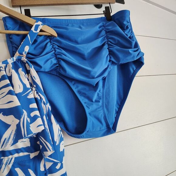 Raisins Curve Blue Tankini Two Piece Swimsuit Beach Bright Tropical Sz 24W 22W - Picture 3 of 14